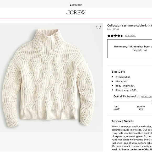 J. Crew Collection cashmere cable knit turtleneck - Picture 5 of 6